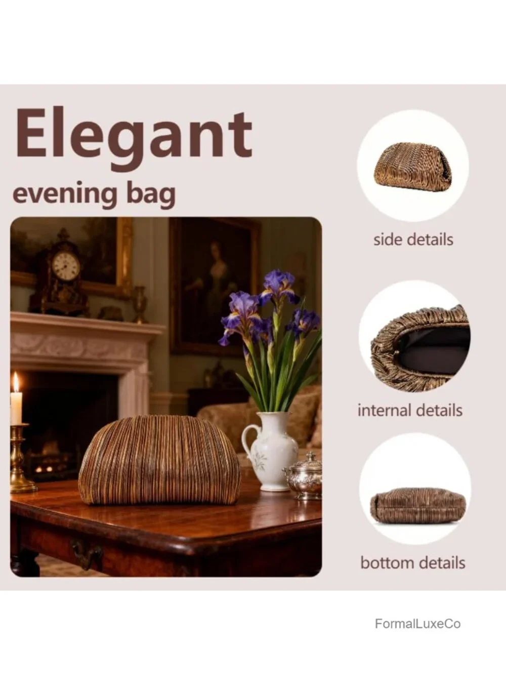 Elegant Clutch Purse for Women, Soft Pleated PU Handbag, Evening Bag for